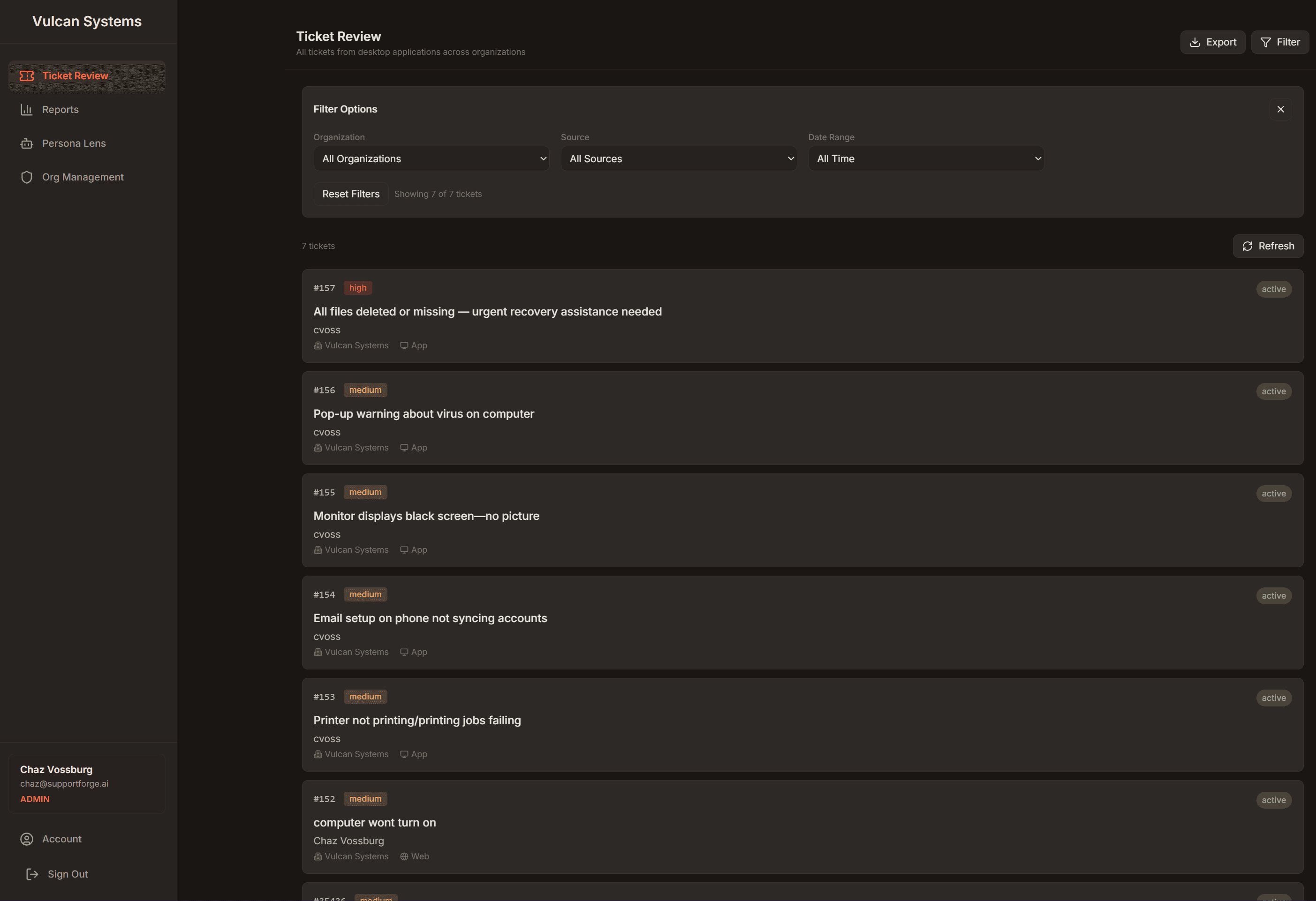 SupportForge Ticket Dashboard